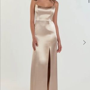 Jenny Yoo Chase Pale Gold Satin Dress
